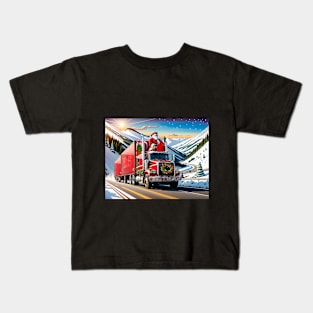 Santa on a Big Rig Kids T-Shirt